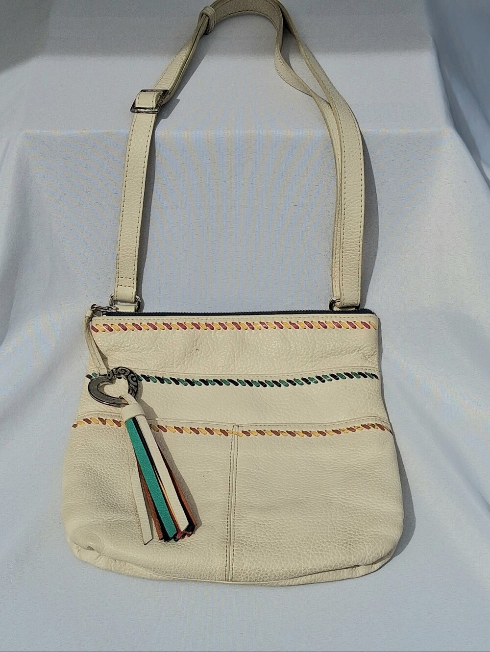 Brighton Barbados White Leather Multi Crossbody City Organizer Bag E880666